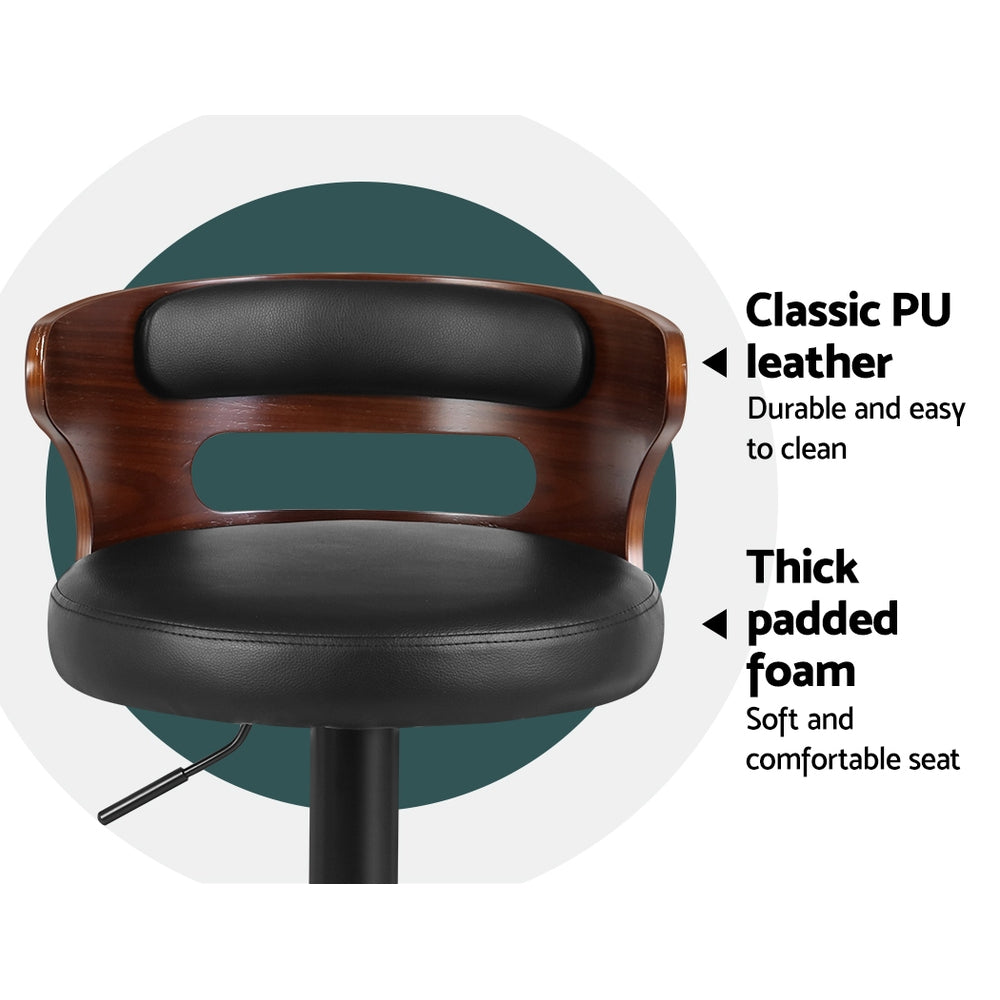 2x Bar Stools Gas Lift Faux Leather By Artiss
