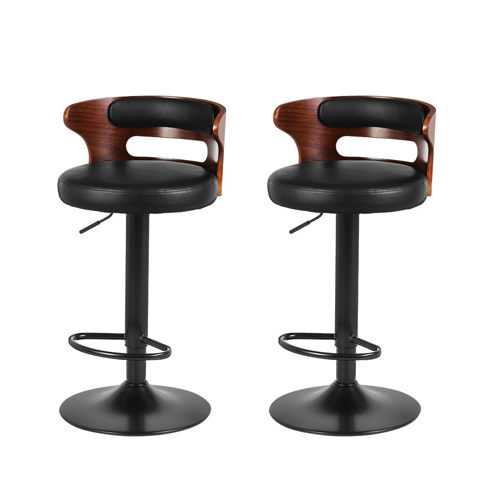 2x Bar Stools Gas Lift Faux Leather By Artiss