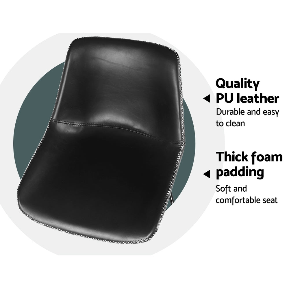 Bar Stools Kitchen Counter Barstools Leather Metal Chairs Black x2 By Artiss