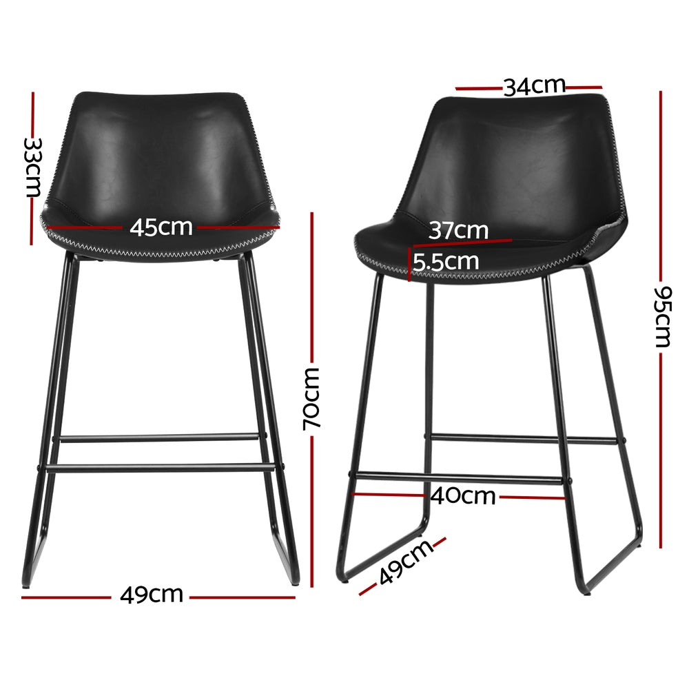 4x Bar Stools Leather Padded Metal Legs Black by Artiss