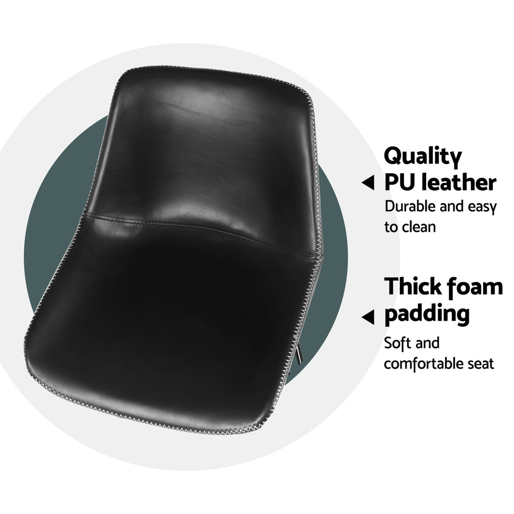 4x Bar Stools Leather Padded Metal Legs Black by Artiss