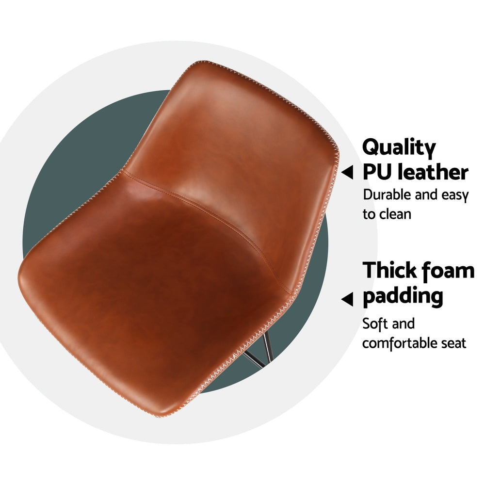 4x Bar Stools Leather Padded Metal Legs Brown by Artiss
