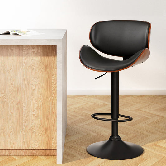 Bar Stools Kitchen Leather Barstools Swivel Gas Lift Vintage Chairs Black By Artiss