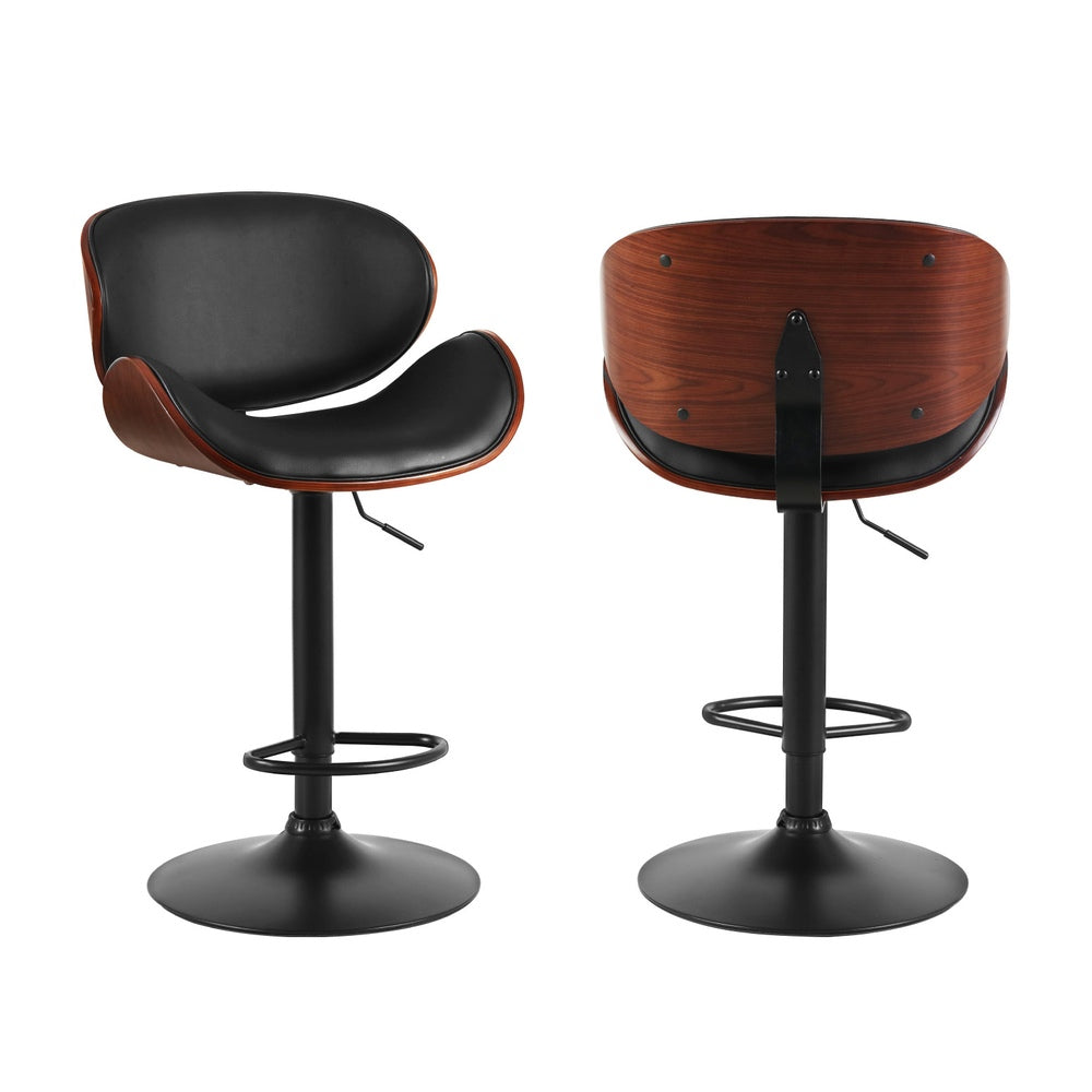 4x Bar Stools Gas Lift Leather Padded Black by Artiss