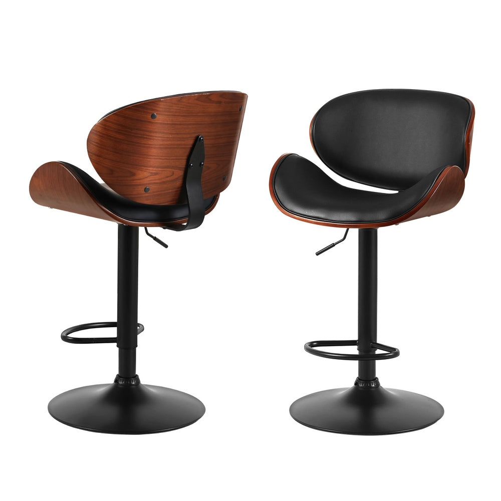 4x Bar Stools Gas Lift Leather Padded Black by Artiss
