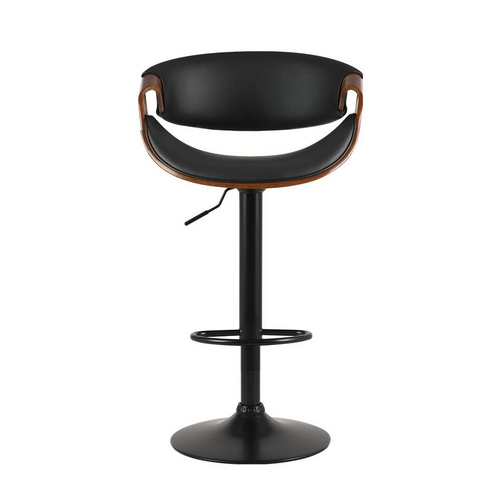Bar Stools Gas Lift Leather w/Armrest By Artiss