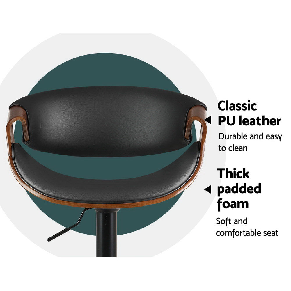 Bar Stools Gas Lift Leather w/Armrest By Artiss