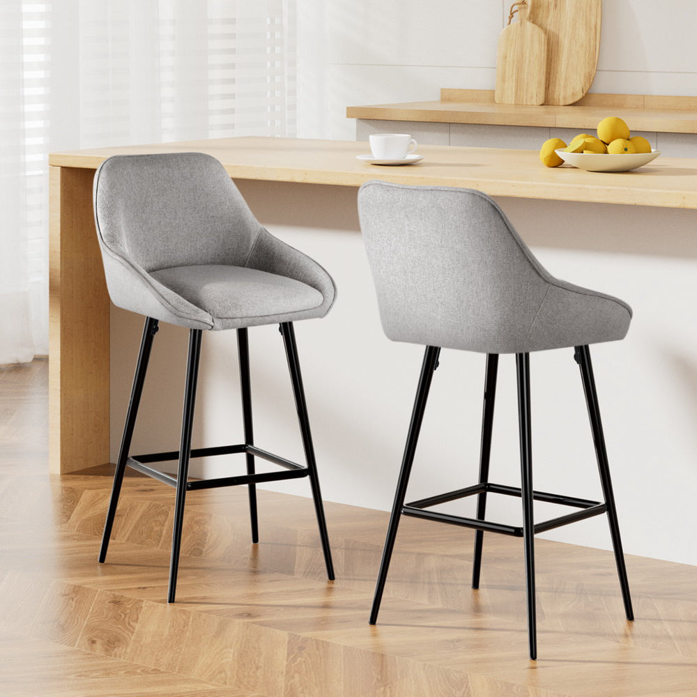 2x Bar Stools Upholstered Stool Counter Seat Kitchen Dining Chairs by Artiss