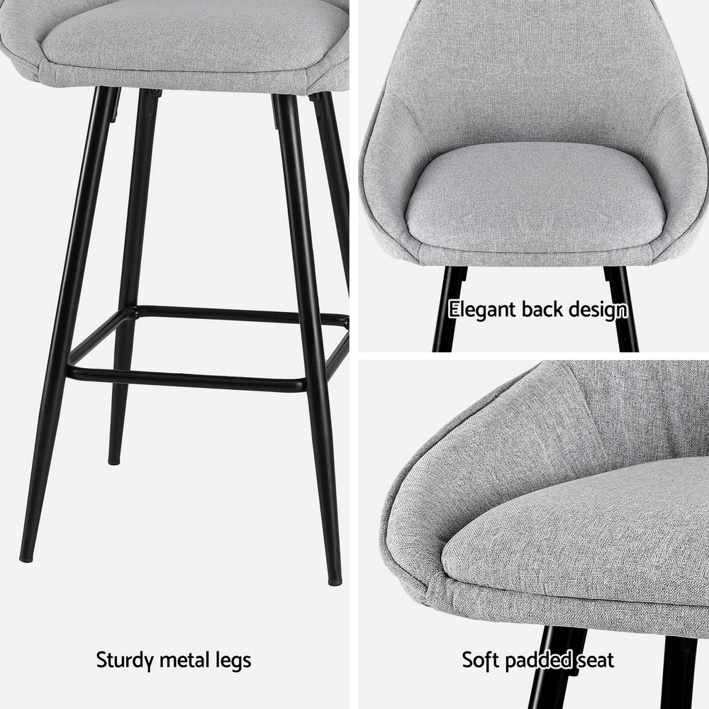 2x Bar Stools Upholstered Stool Counter Seat Kitchen Dining Chairs by Artiss