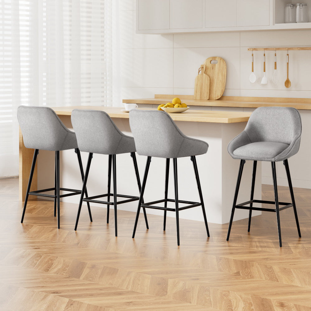 4x Bar Stools Upholstered Stool Counter Seat Kitchen Dining Chairs By Artiss