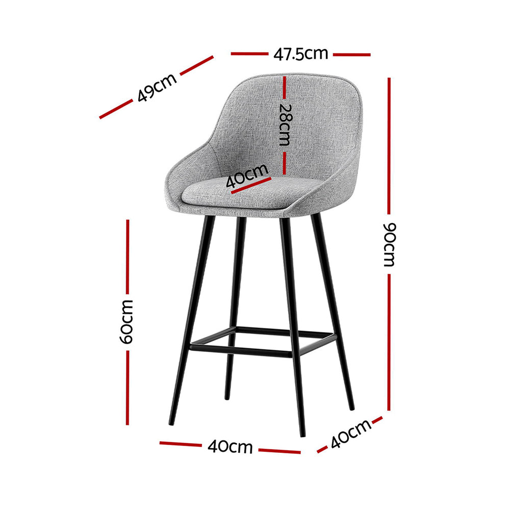 4x Bar Stools Upholstered Stool Counter Seat Kitchen Dining Chairs By Artiss