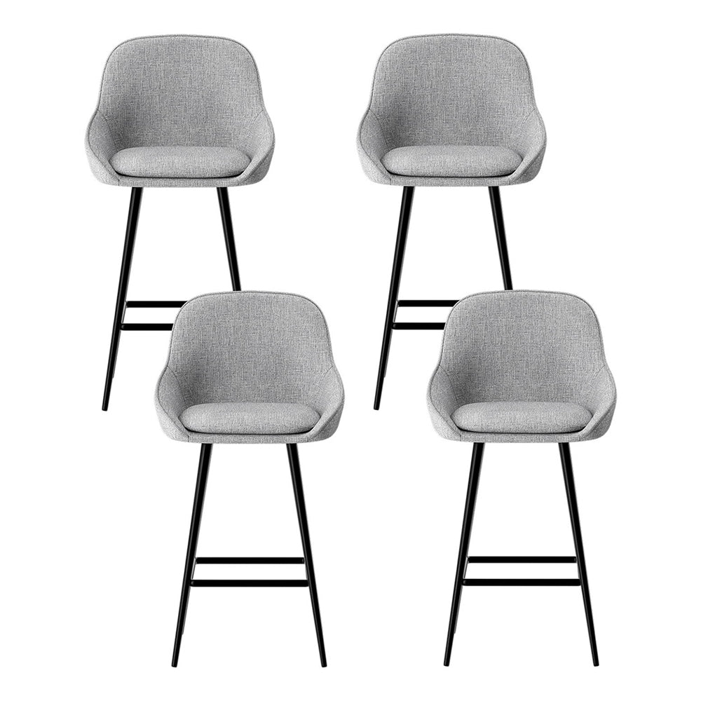 4x Bar Stools Upholstered Stool Counter Seat Kitchen Dining Chairs By Artiss