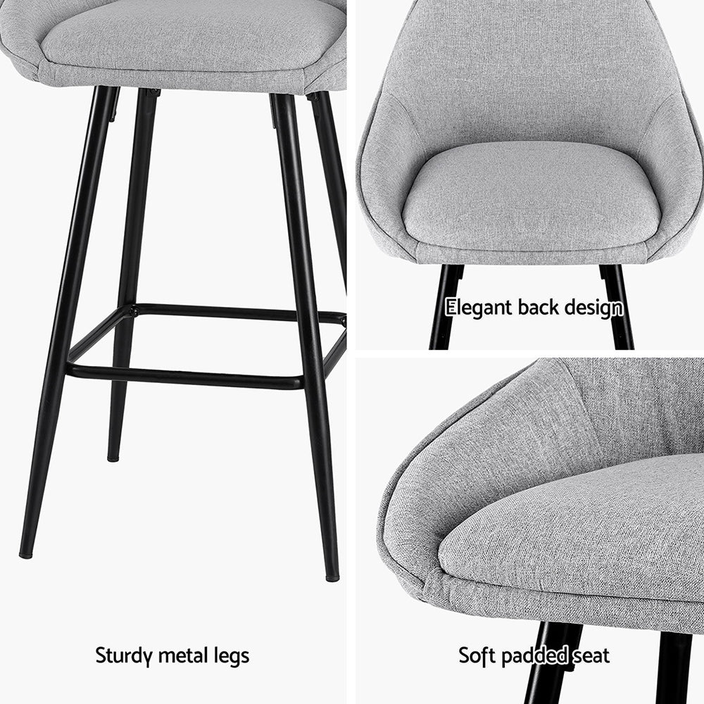 4x Bar Stools Upholstered Stool Counter Seat Kitchen Dining Chairs By Artiss
