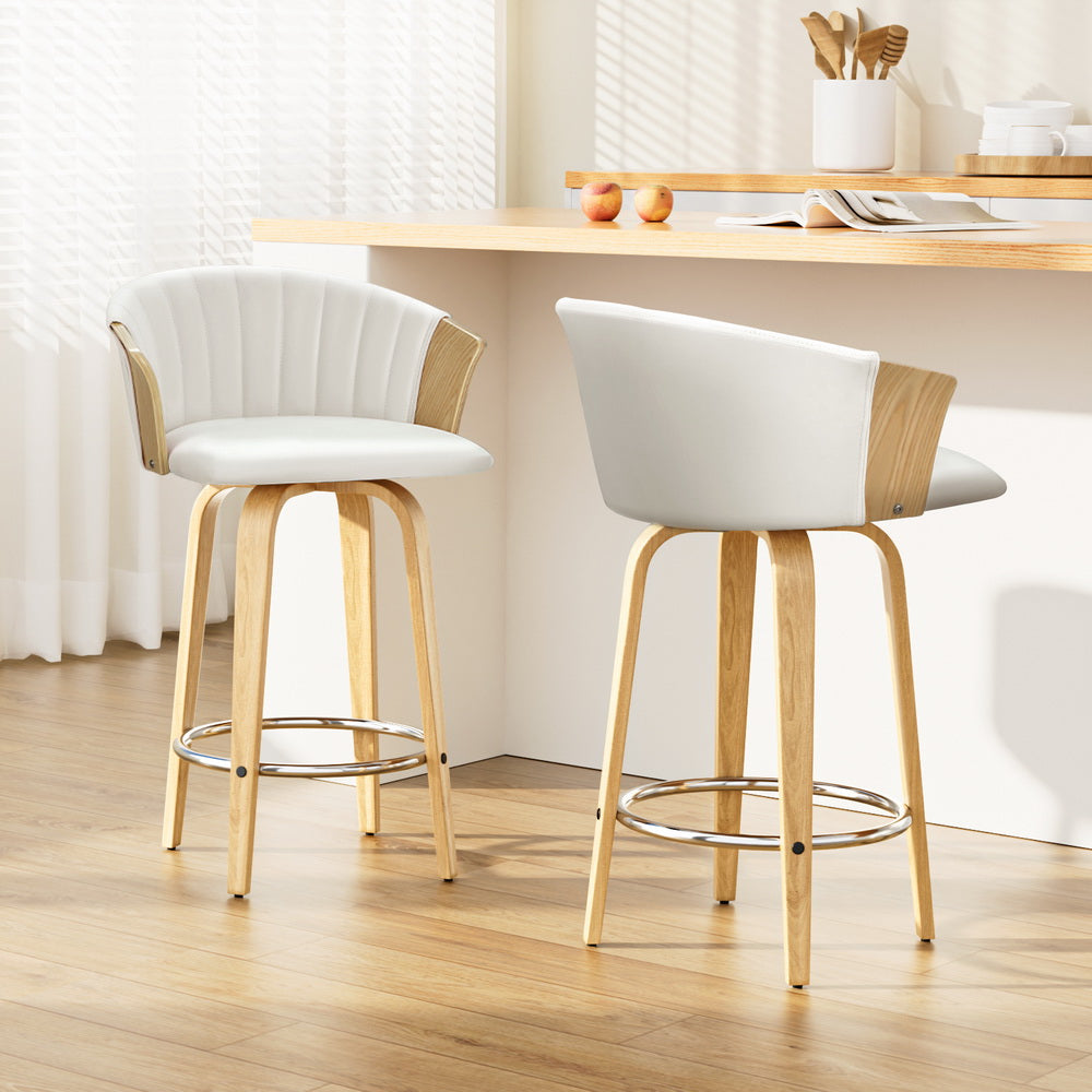 2X Bar Stools Kitchen Leather Barstools Swivel Counter Chairs By Artiss