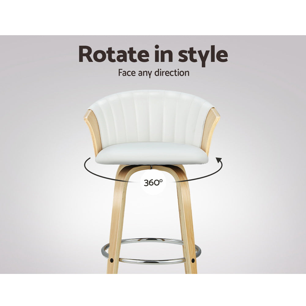 2X Bar Stools Kitchen Leather Barstools Swivel Counter Chairs By Artiss