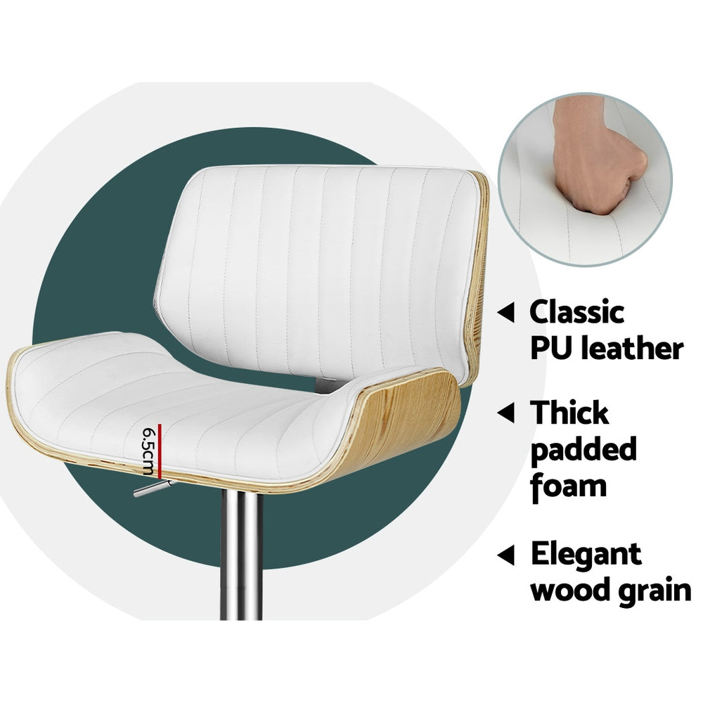 2x Bar Stools Adjustable Leather Chairs by Artiss