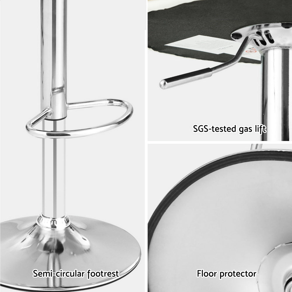 4x Bar Stools Adjustable Leather Padded White by Artiss