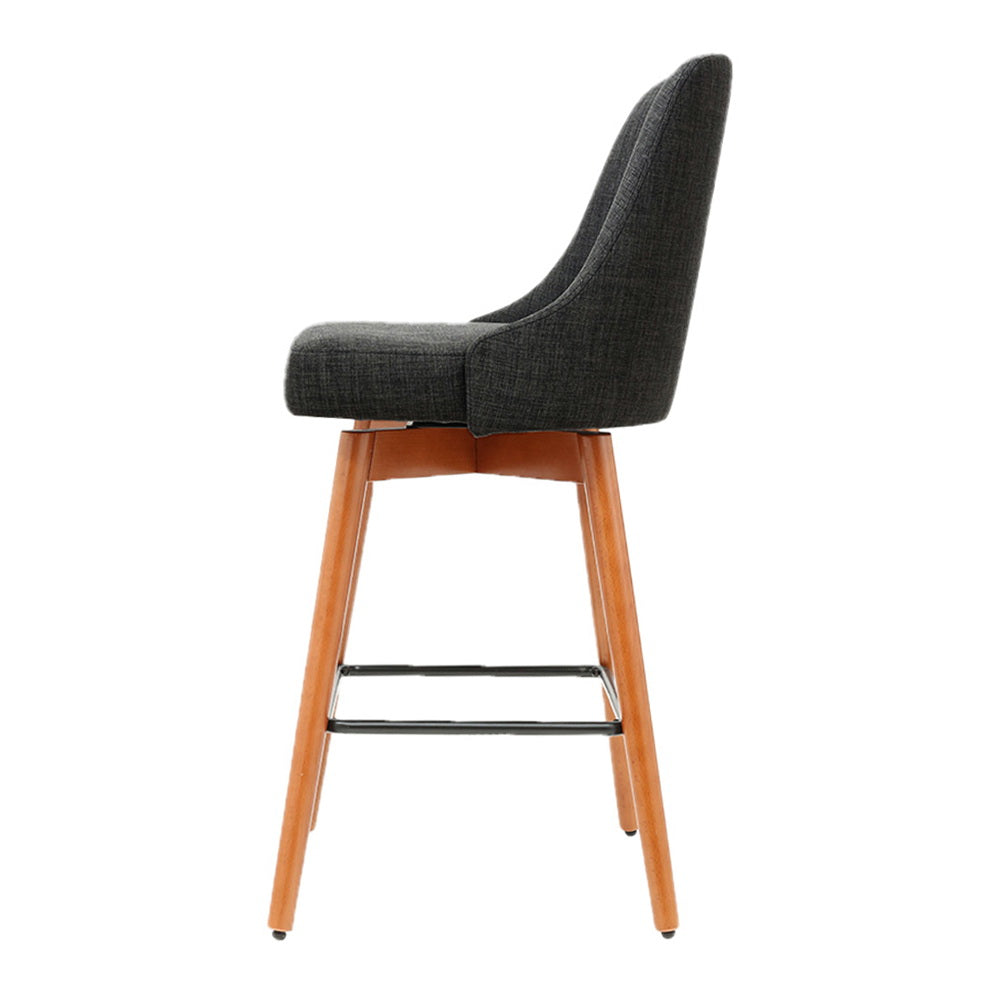 2x Bar Stools Swivel Seat Wooden Charcoal By Artiss