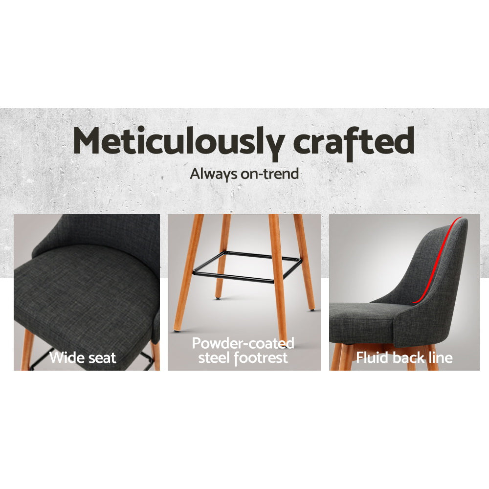 2x Bar Stools Swivel Seat Wooden Charcoal By Artiss