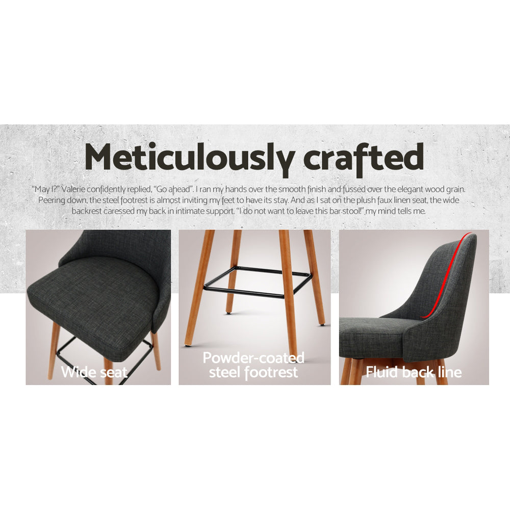 4x Bar Stools Swivel Seat Wooden Charcoal By Artiss