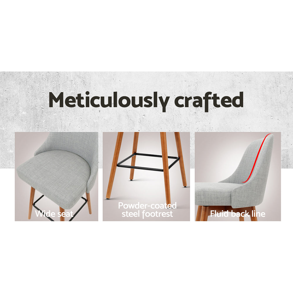 2x Bar Stools Swivel Seat Wooden Grey By Artiss