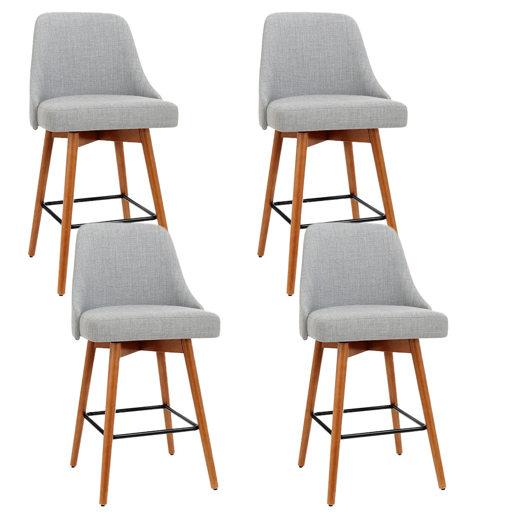 4x Bar Stools Swivel Seat Wooden Grey By Artiss