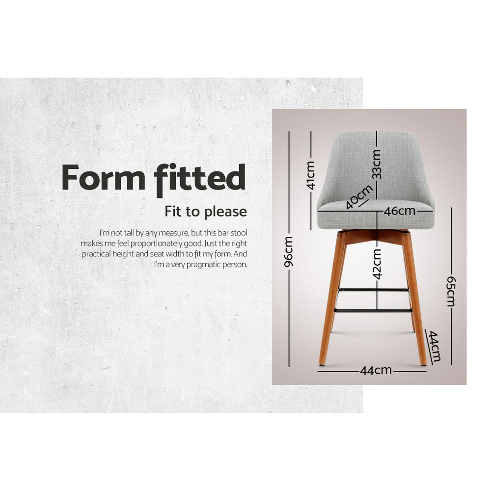 4x Bar Stools Swivel Seat Wooden Grey By Artiss