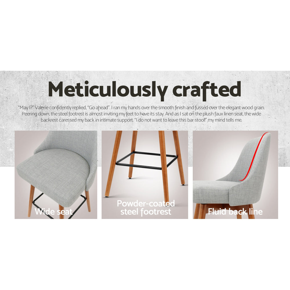 4x Bar Stools Swivel Seat Wooden Grey By Artiss
