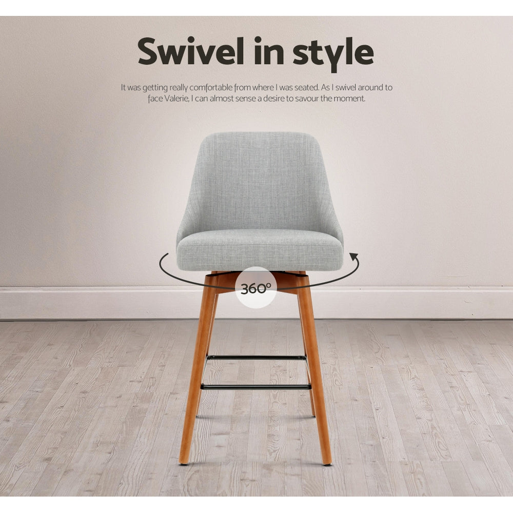 4x Bar Stools Swivel Seat Wooden Grey By Artiss
