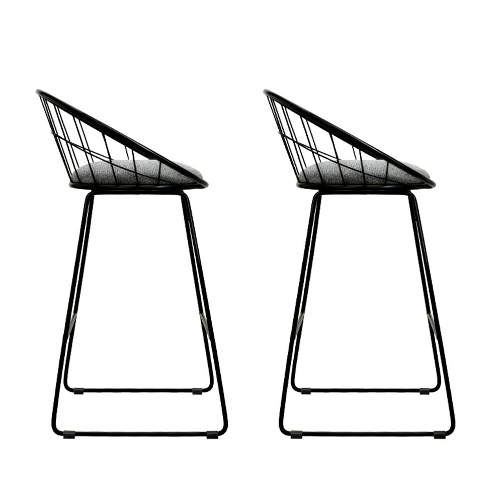 2x Bar Stools Padded Seat Metal By Artiss
