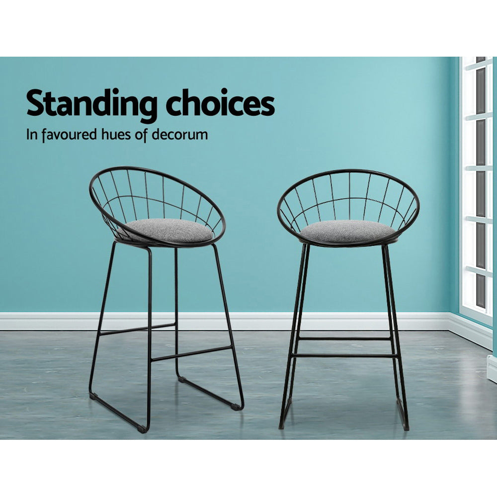 2x Bar Stools Padded Seat Metal By Artiss