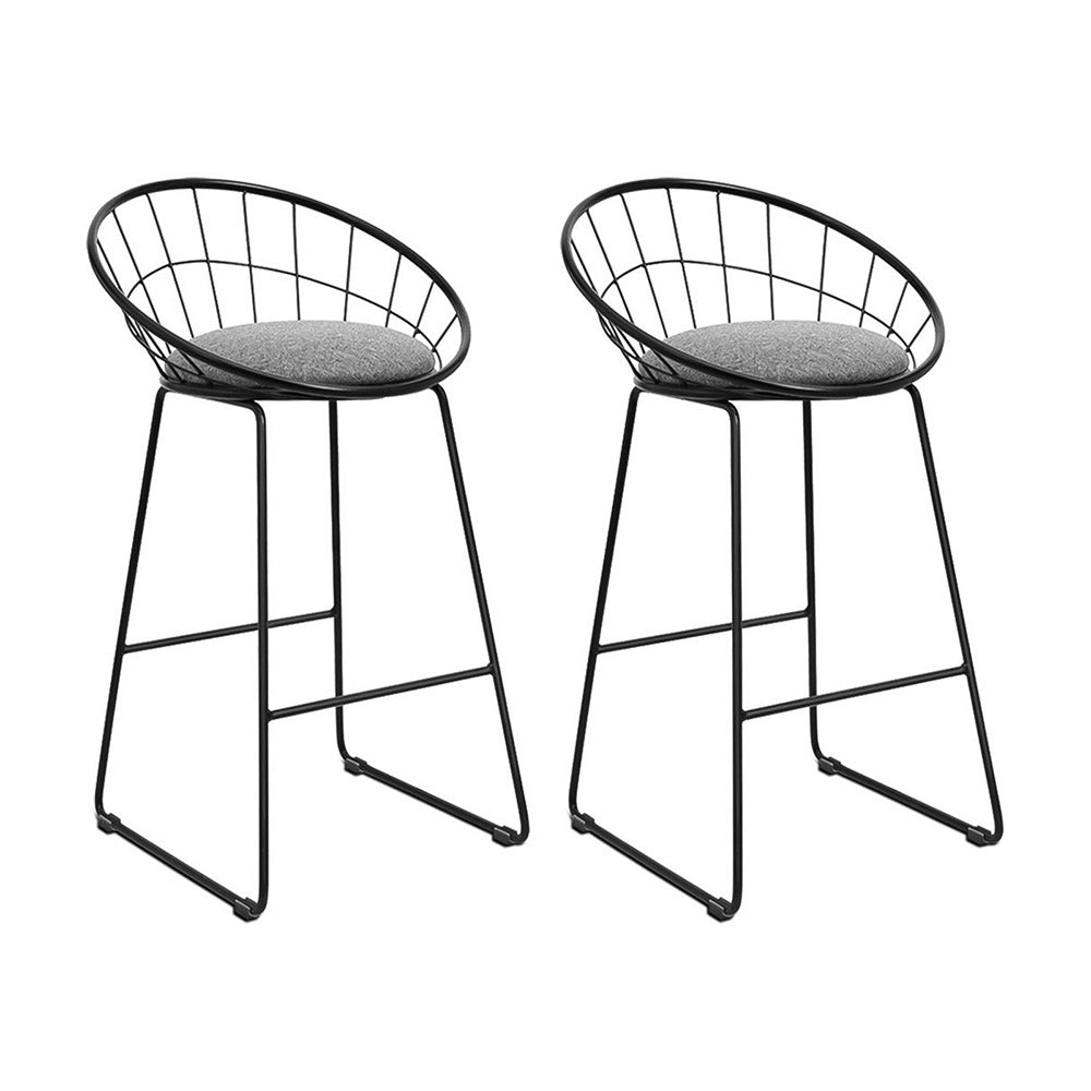 2x Bar Stools Padded Seat Metal By Artiss