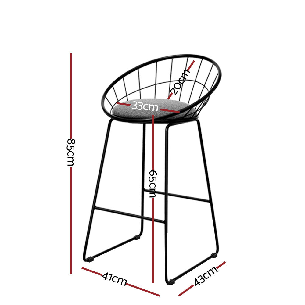 4x Bar Stools Padded Seat Metal By Artiss