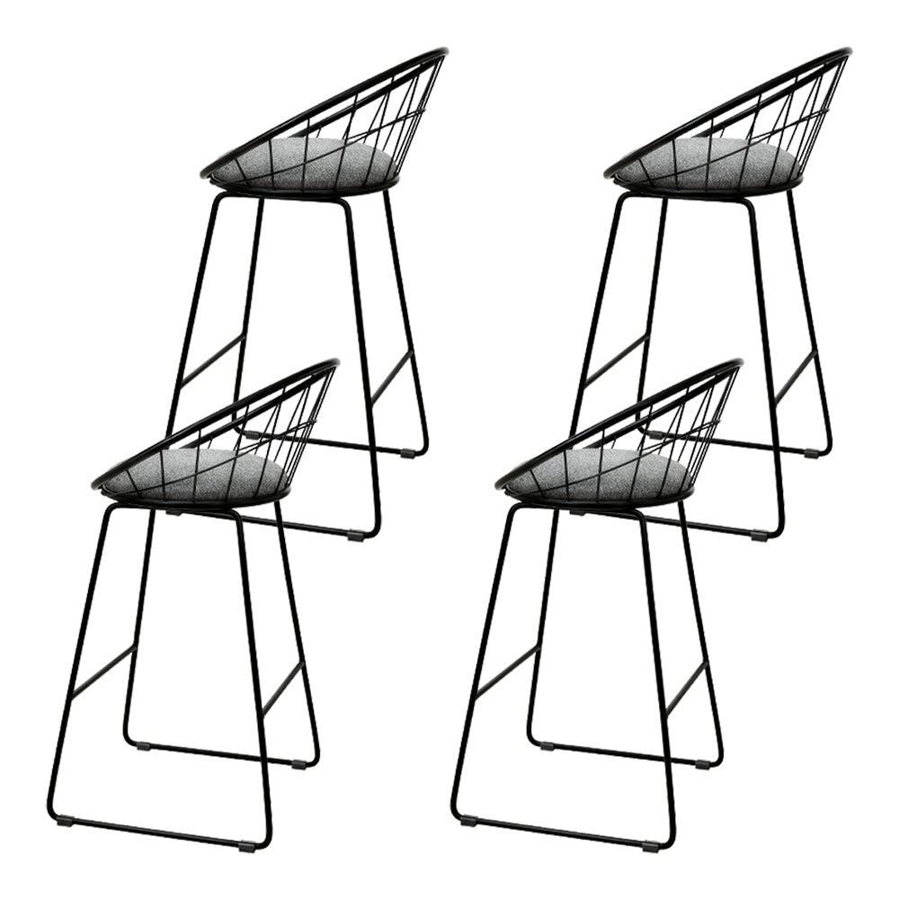 4x Bar Stools Padded Seat Metal By Artiss