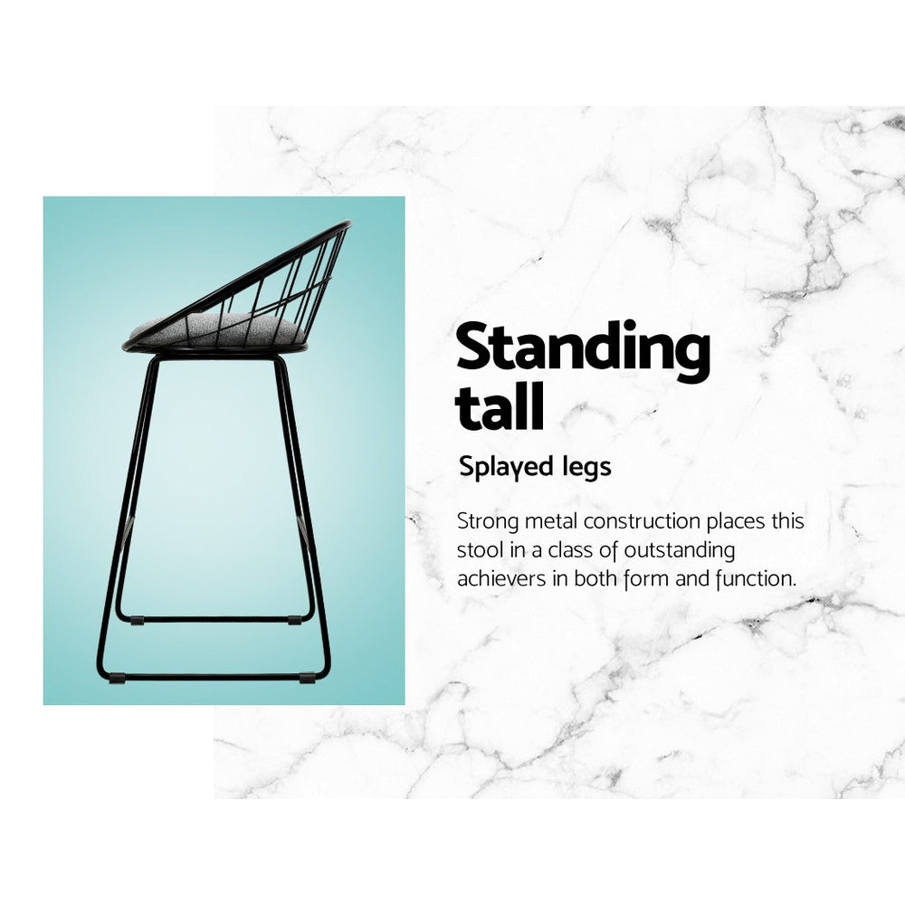 4x Bar Stools Padded Seat Metal By Artiss