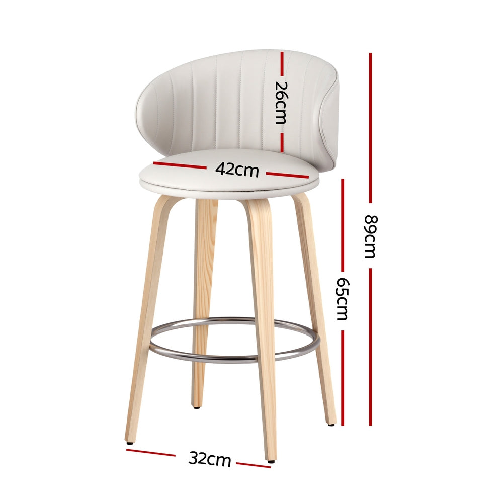 4x Bar Stools Dining Chairs Contoured Leather Wood Stool By Artiss