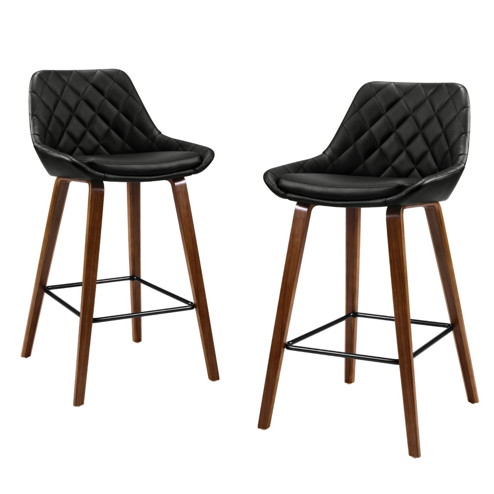 4x Bar Stools PU Seat Wooden by Artiss