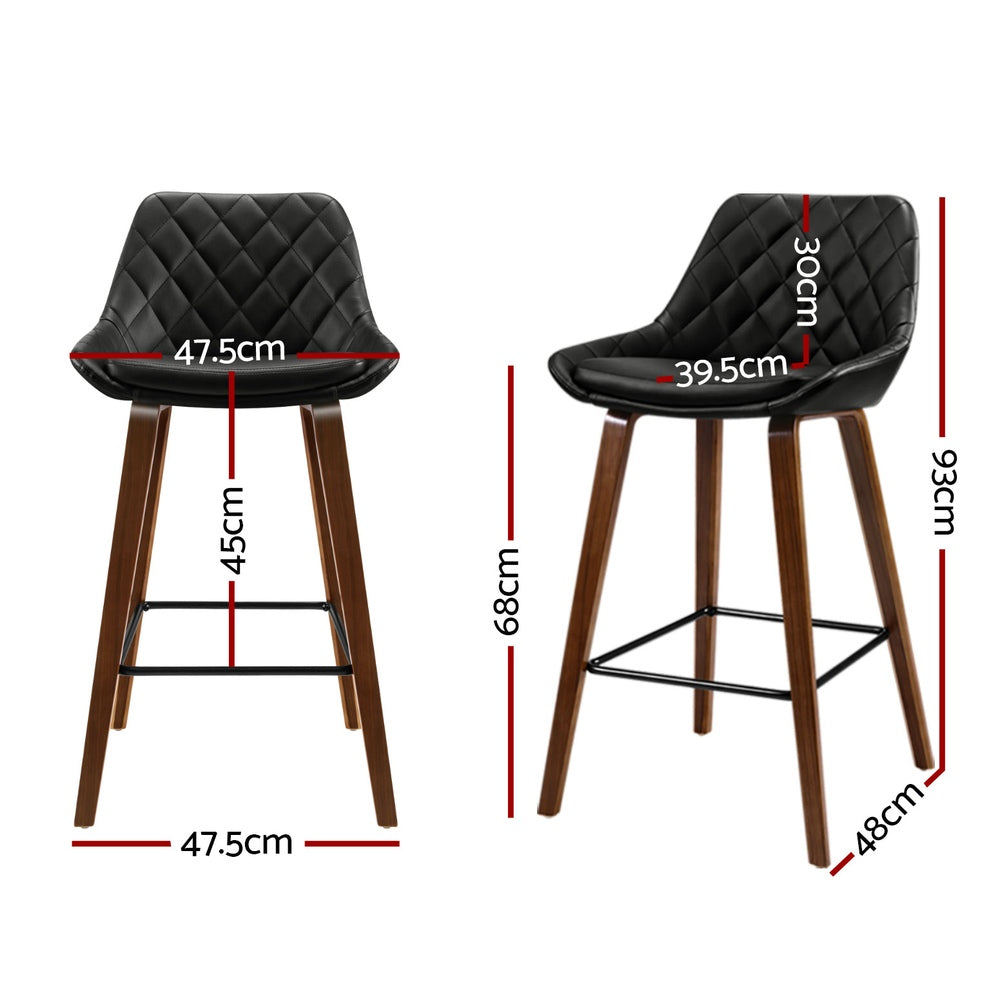 4x Bar Stools PU Seat Wooden by Artiss