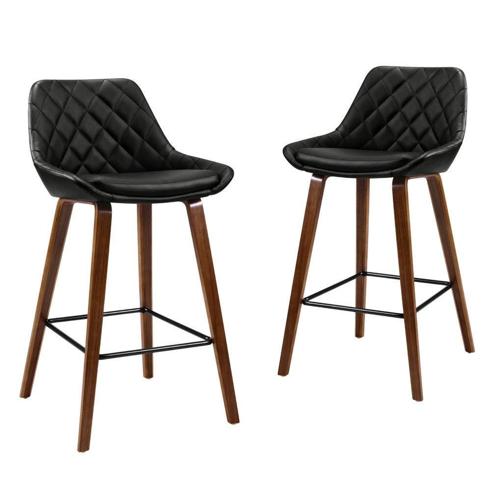 4x Bar Stools PU Seat Wooden by Artiss