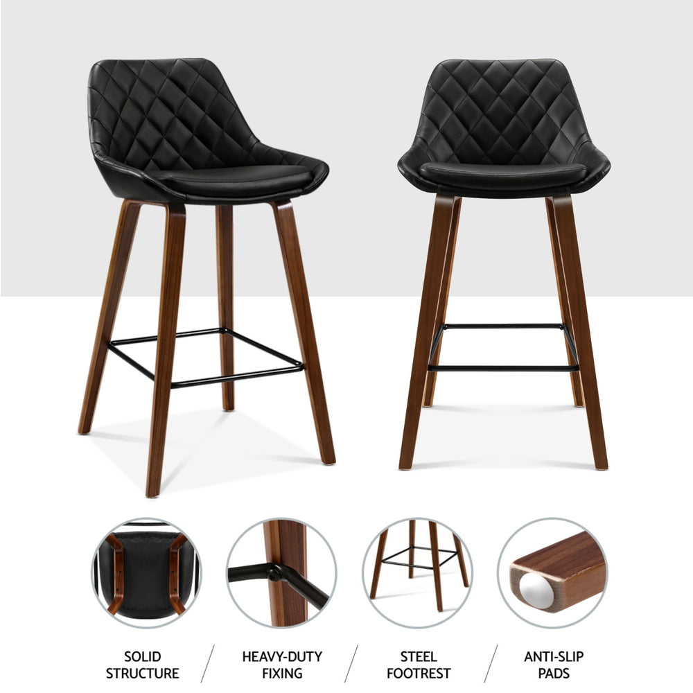 4x Bar Stools PU Seat Wooden by Artiss
