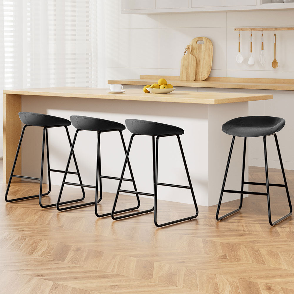 4x Bar Stools Kitchen Dining Chairs Counter Stool PU Leather Metal by Artiss