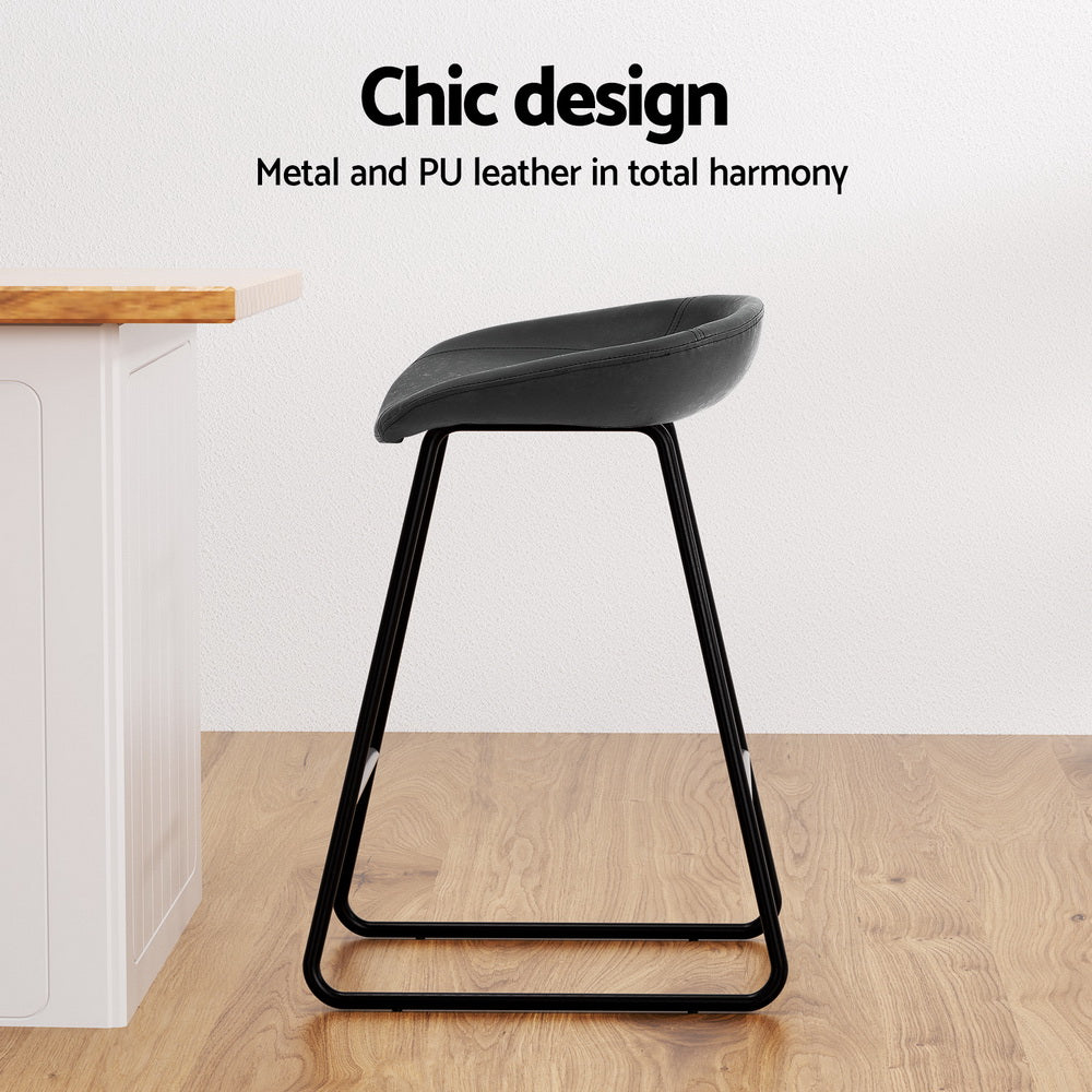 4x Bar Stools Kitchen Dining Chairs Counter Stool PU Leather Metal by Artiss
