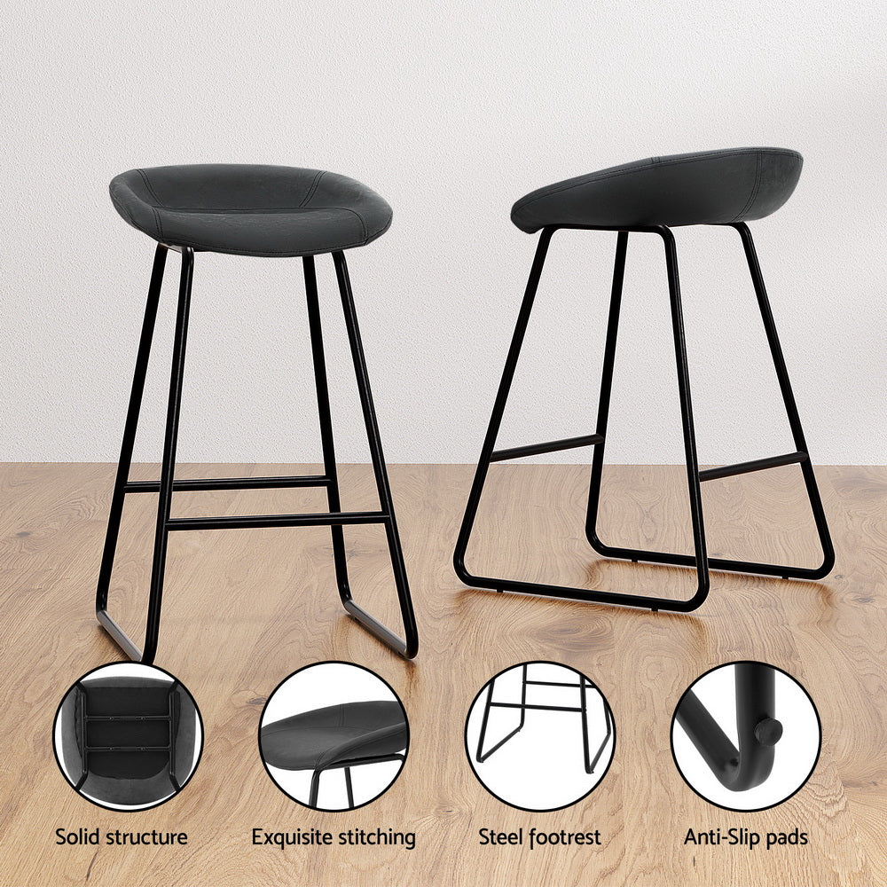 4x Bar Stools Kitchen Dining Chairs Counter Stool PU Leather Metal by Artiss