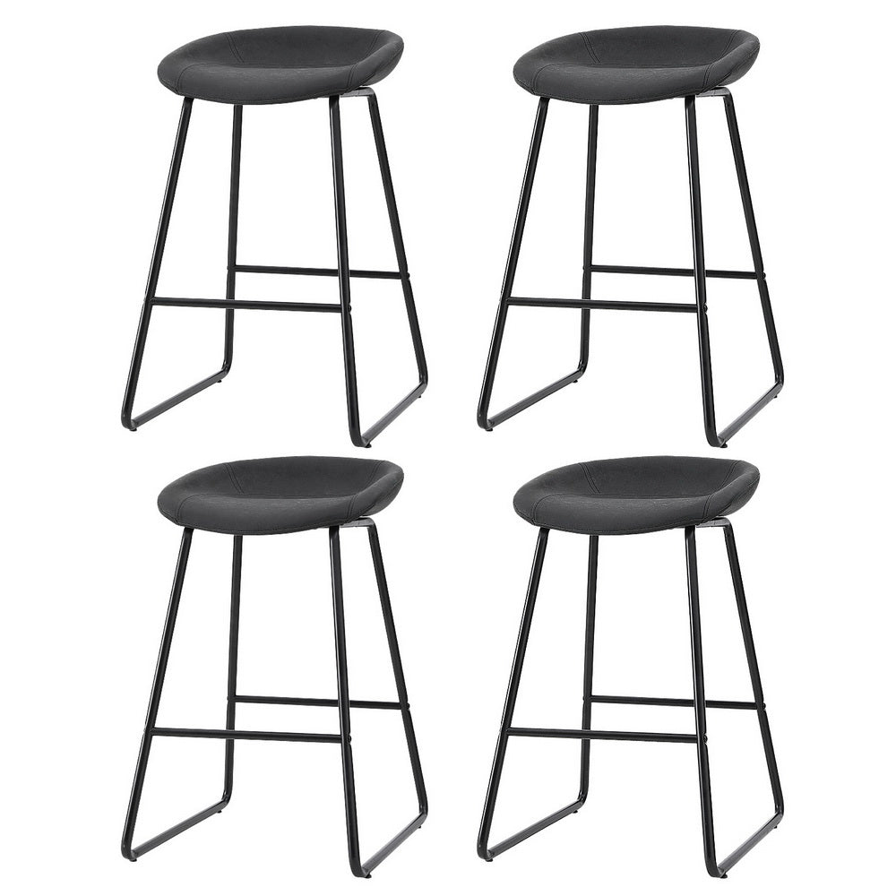 4x Bar Stools Kitchen Dining Chairs Counter Stool PU Leather Metal by Artiss