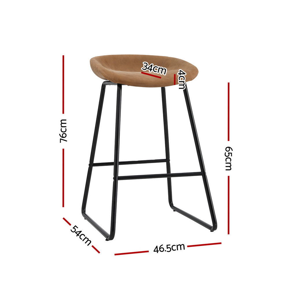 4x Bar Stools Kitchen Dining Chairs Counter Stool PU Leather Metal Brown by Artiss