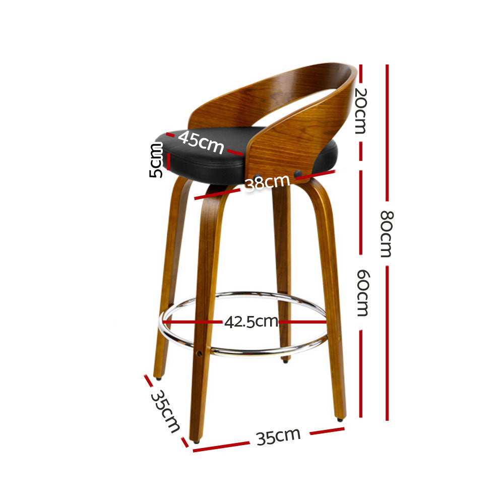 2x Bar Stools Swivel Seat Curving Backrest by Artiss