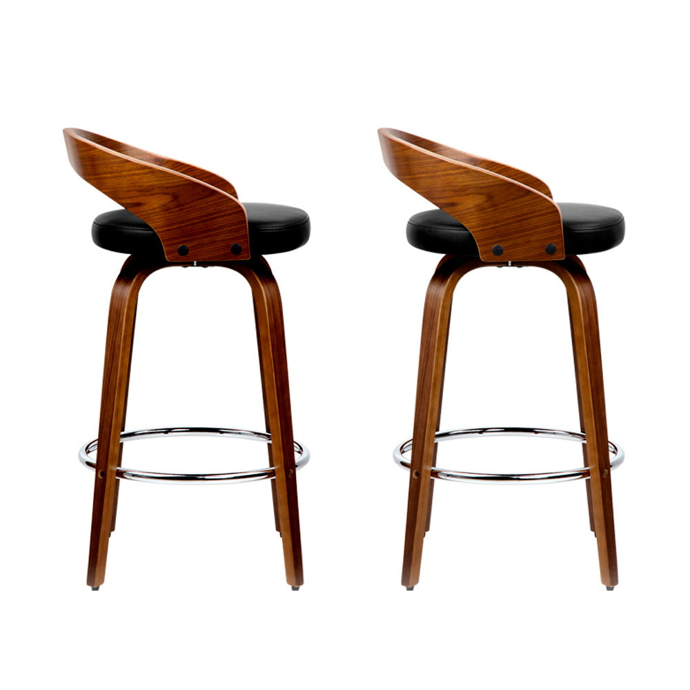 2x Bar Stools Swivel Seat Curving Backrest by Artiss