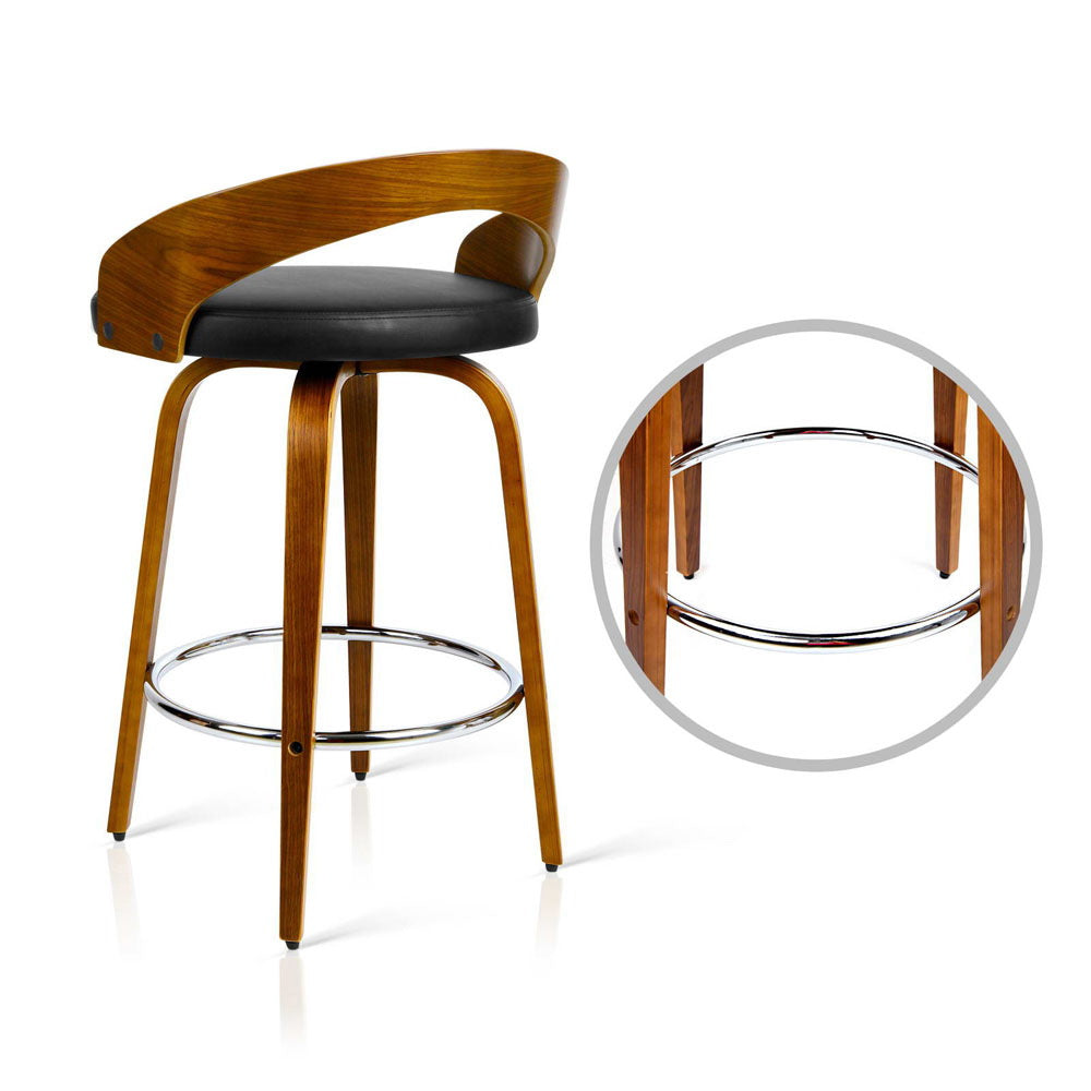 2x Bar Stools Swivel Seat Curving Backrest by Artiss