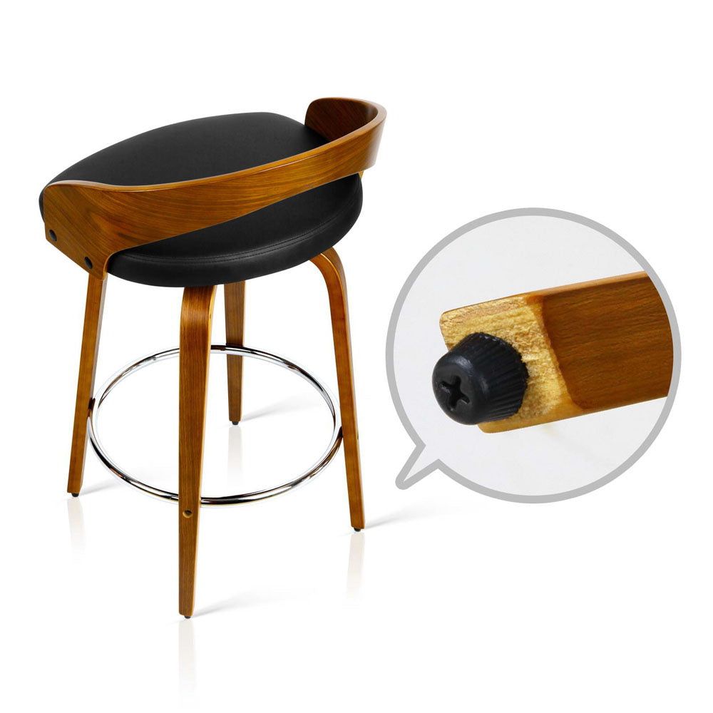 2x Bar Stools Swivel Seat Curving Backrest by Artiss