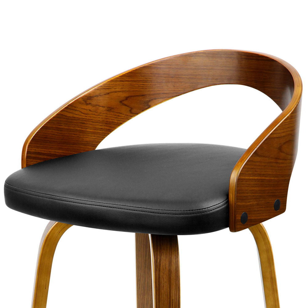 2x Bar Stools Swivel Seat Curving Backrest by Artiss